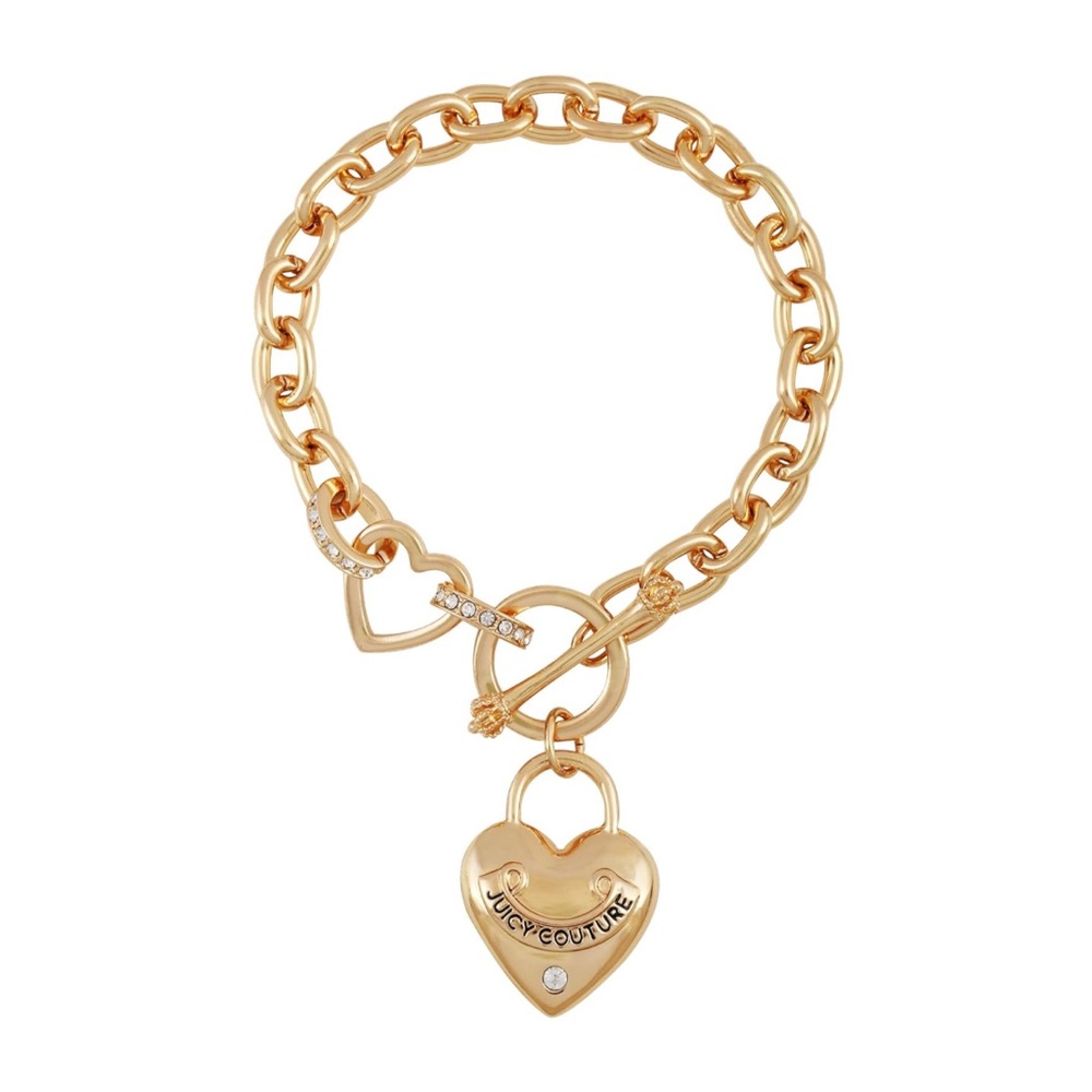 NWT Juicy Couture Gold Heart Charm Toggle Bracelet